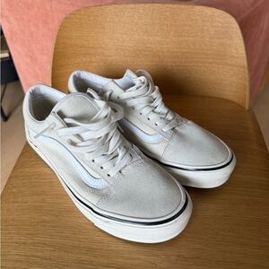 Vans White Cream Sneakers Canvas Suede Low-Top